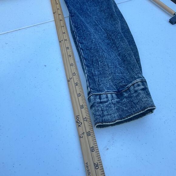 Single Breasted Stretch Denim Dress Retro Distressed Medi Dress Sz S/M - Picture 8 of 8